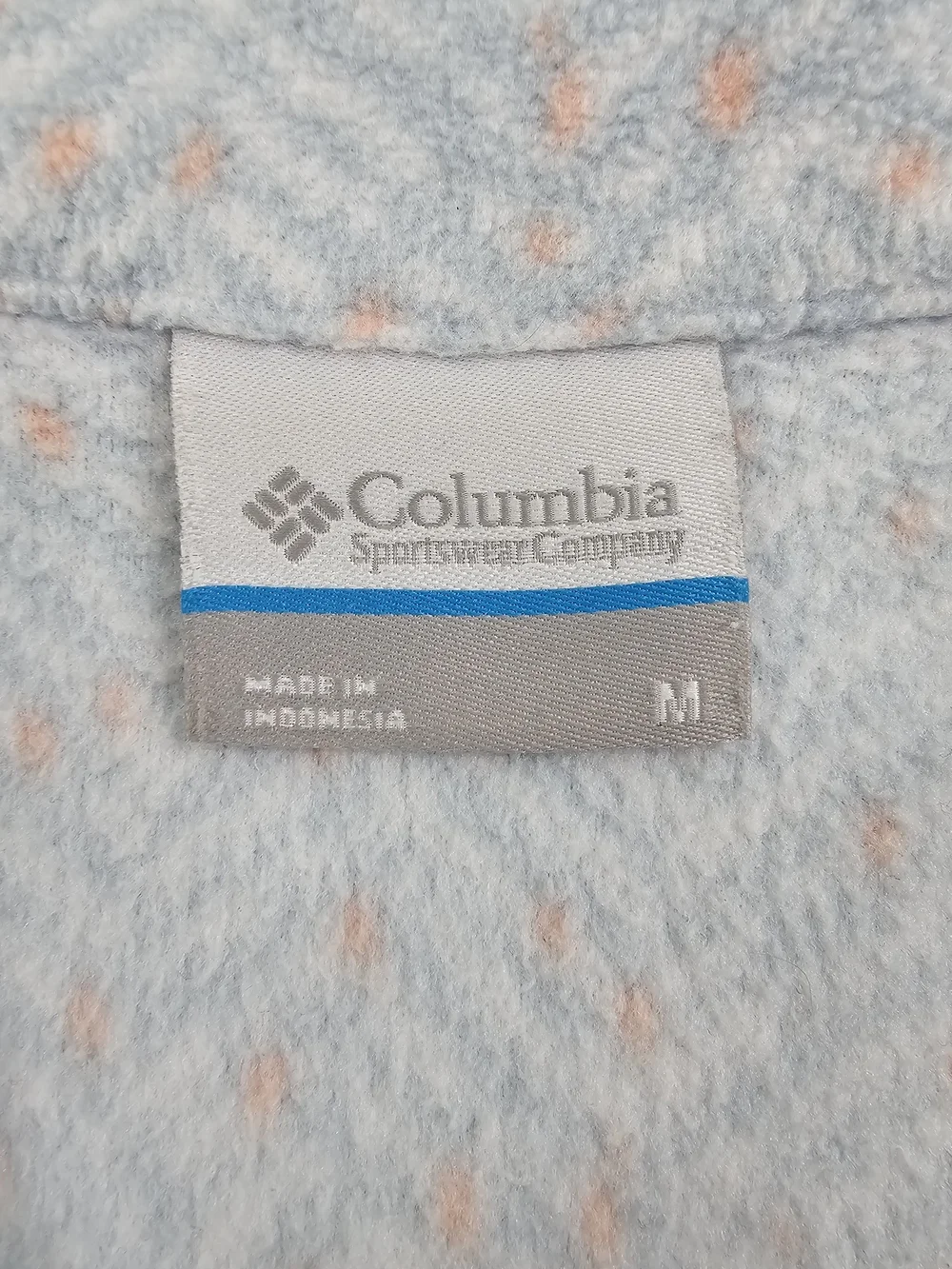 Columbia Fleece Chevron‎ Jacket Full Zip Women's Med White Gray Pink Polka Dots